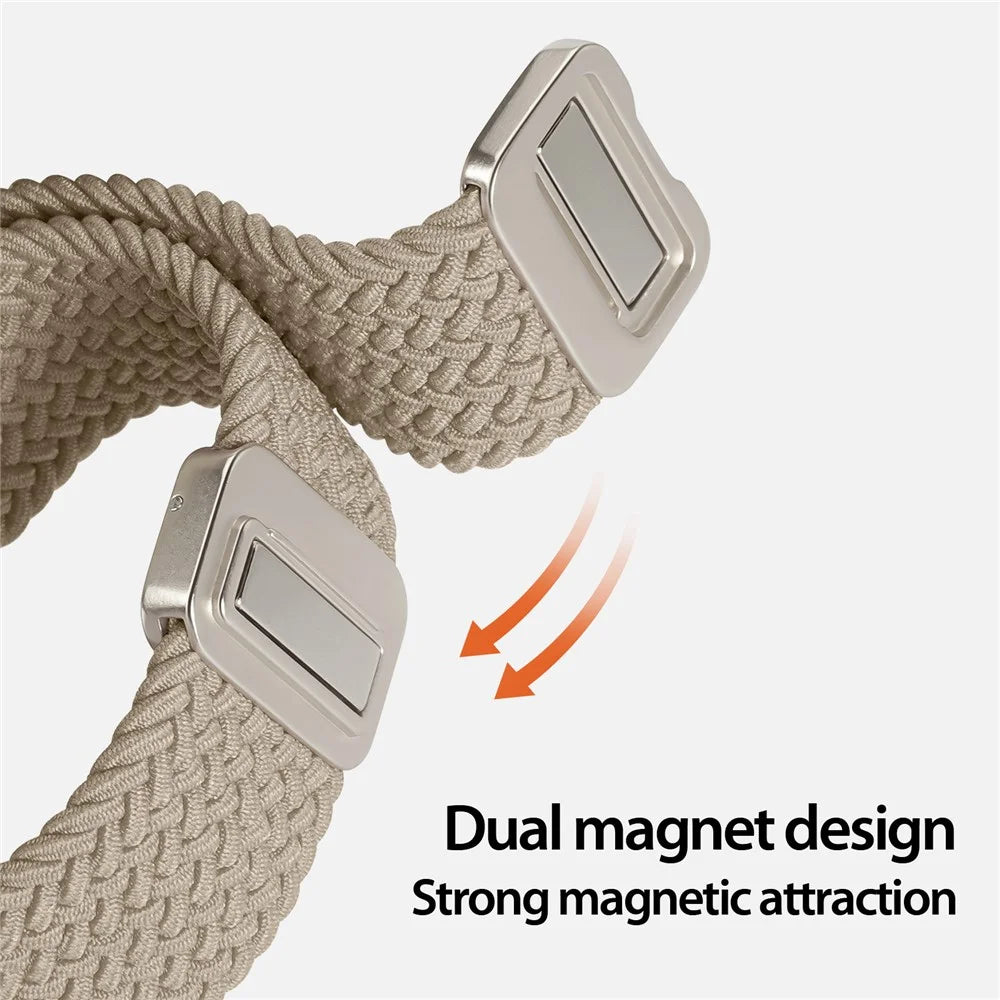 DUX DUCIS Mixture Pro Series For Samsung Galaxy Watch Ultra2 47mm / Watch Ultra (2025) 47mm / Watch Ultra 47mm Nylon Braided Watch Band Magnetic Strap - Beige - 4