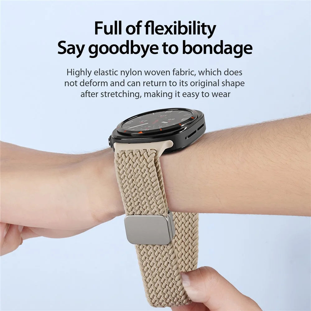 DUX DUCIS Mixture Pro Series For Samsung Galaxy Watch Ultra2 47mm / Watch Ultra (2025) 47mm / Watch Ultra 47mm Nylon Braided Watch Band Magnetic Strap - Beige - 6