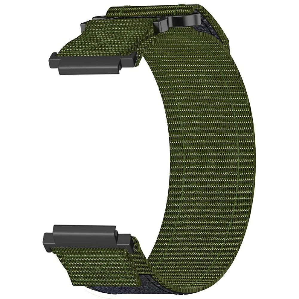 For Huawei Watch GT 4 41mm / Garmin Venu 3S Nylon Watch Band 18mm Loop Fastener Strap - Army Green - 3