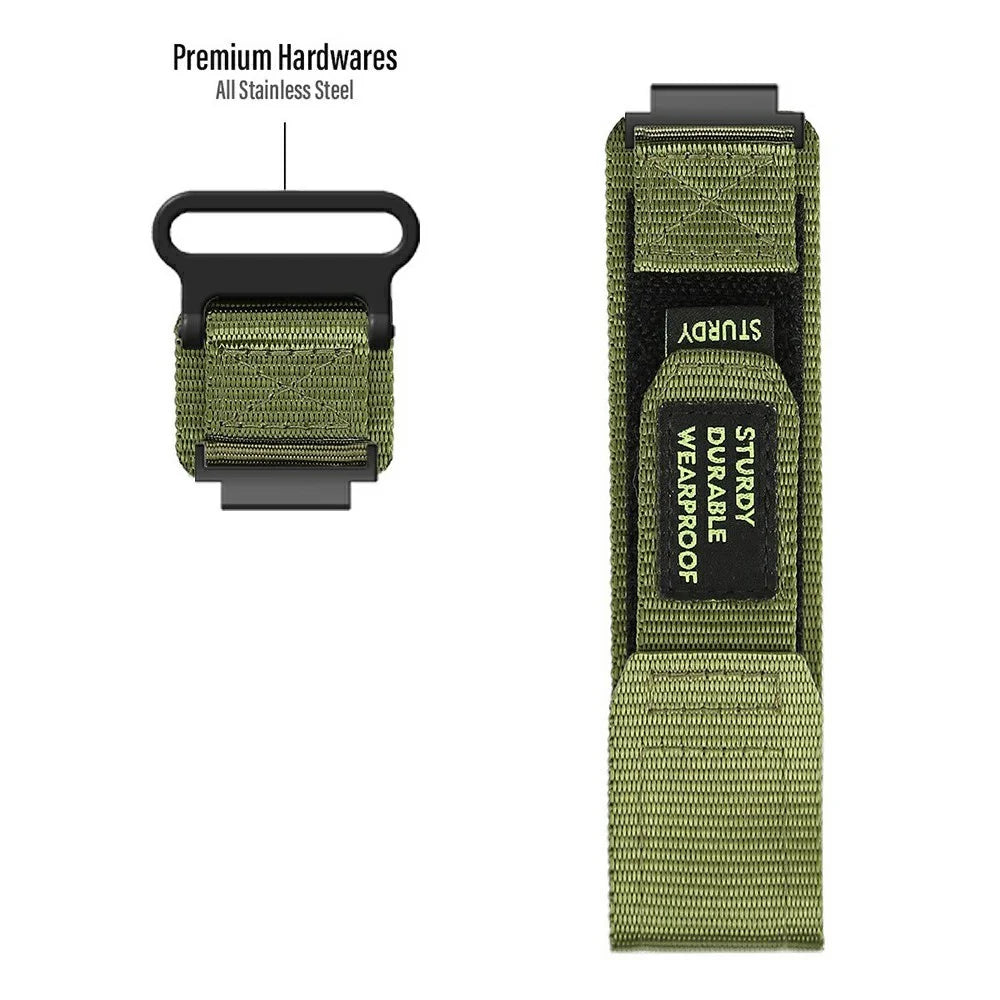 For Huawei Watch GT 4 41mm / Garmin Venu 3S Nylon Watch Band 18mm Loop Fastener Strap - Army Green - 5