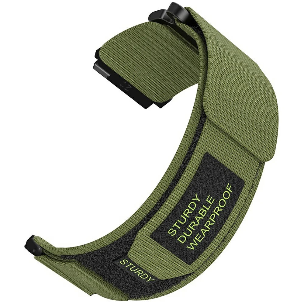 20mm Nylon Watch Band for Samsung Galaxy Watch FE 40mm / Watch7 44mm / 40mm Loop Fastener Strap - Army Green - 1