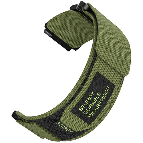 20mm Nylon Watch Band for Samsung Galaxy Watch FE 40mm / Watch7 44mm / 40mm Loop Fastener Strap - Army Green - 1
