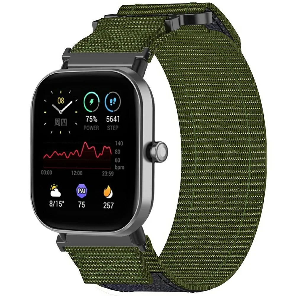 20mm Nylon Watch Band for Samsung Galaxy Watch FE 40mm / Watch7 44mm / 40mm Loop Fastener Strap - Army Green - 2