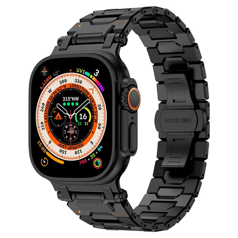 Strap for Apple Watch Ultra 3 2 1 49mm / Series 11 10 46mm / 9 8 7 45mm / SE3 SE2 SE 6 5 4 44mm / 3 2 1 42mm Stainless Steel Band - Black - 2