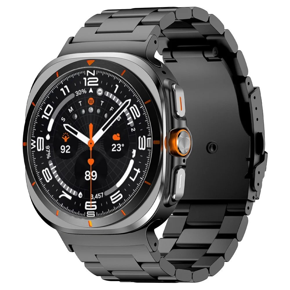 For Samsung Galaxy Watch Ultra2 47mm / Watch Ultra (2025) 47mm / Watch Ultra 47mm Watch Band Titanium Alloy Three-Bead Wrist Strap - Black - 2