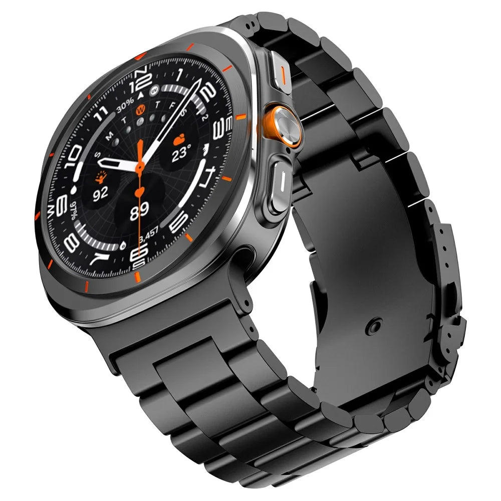 For Samsung Galaxy Watch Ultra2 47mm / Watch Ultra (2025) 47mm / Watch Ultra 47mm Watch Band Titanium Alloy Three-Bead Wrist Strap - Black - 3