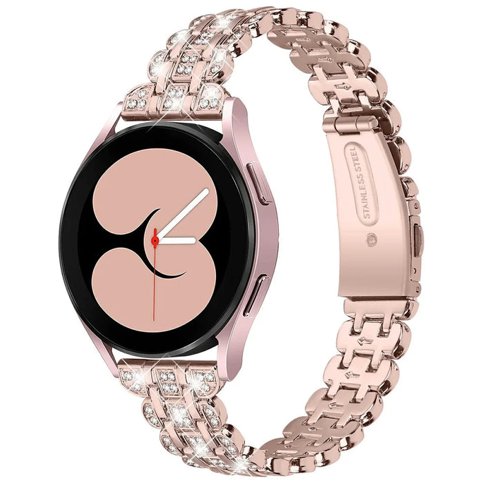 For Samsung Galaxy Watch7 44mm / 40mm Watch Band Rhinestone Decor Smart Watch Strap - Rose Pink - 2
