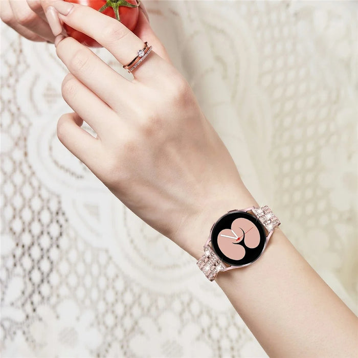 For Samsung Galaxy Watch7 44mm / 40mm Watch Band Rhinestone Decor Smart Watch Strap - Rose Pink - 3