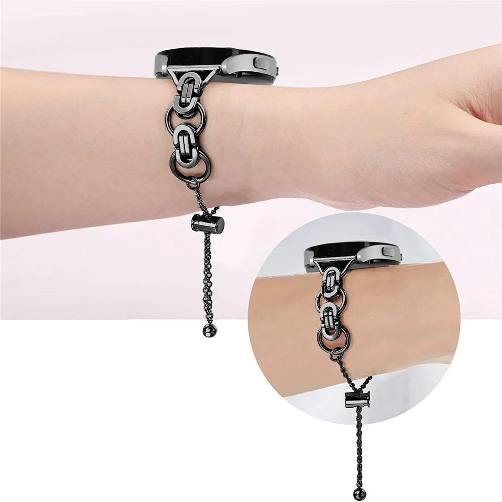 For Samsung Galaxy Watch7 44mm / 40mm Smart Watch Band Single Chain Style Metal Bracelet - Black - 3