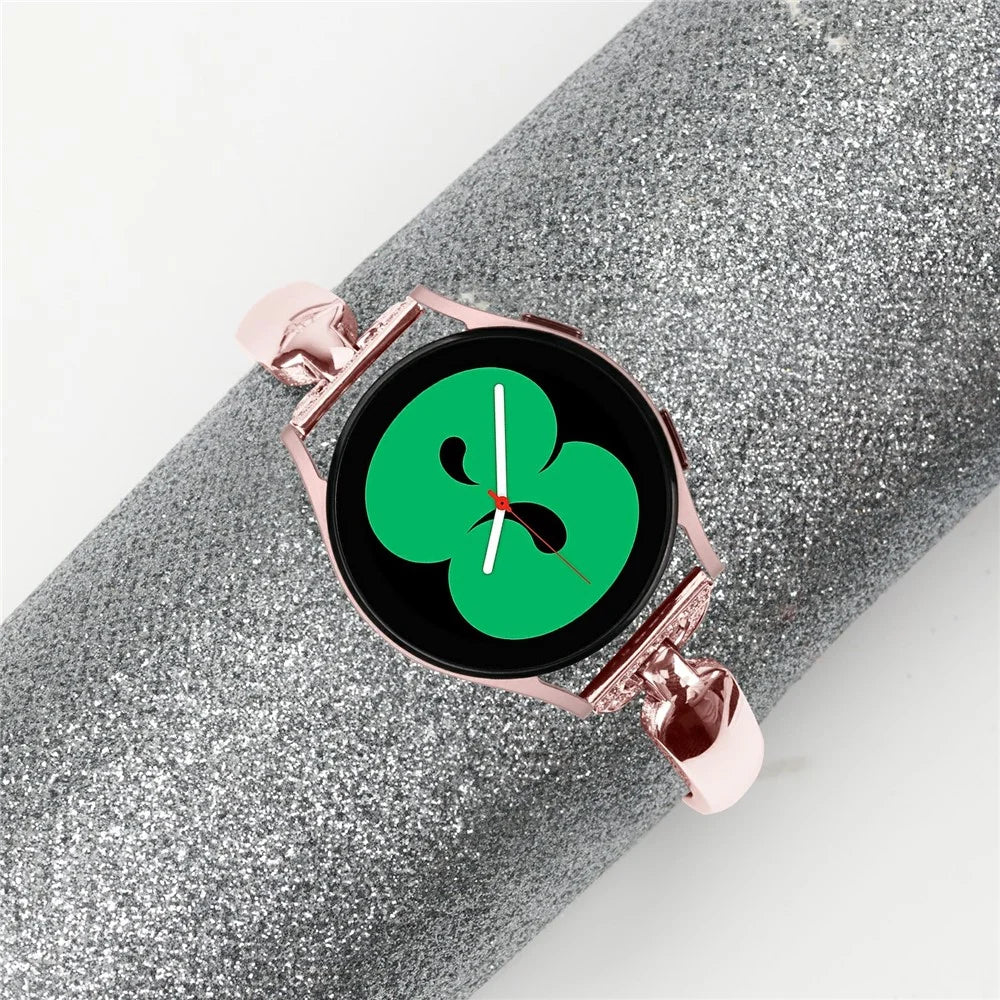Watch Band for Samsung Galaxy Watch7 44mm / 40mm Replacement Strap D-Shape Rhinestone Decor Alloy Watch Band - Pink - 7