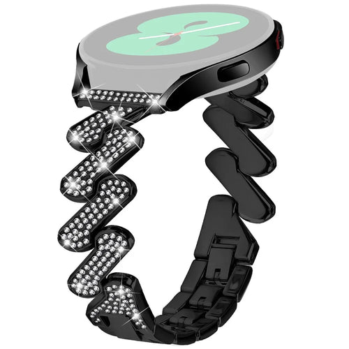 For Samsung Galaxy Watch7 44mm / 40mm Alloy Strap Bling Rhinestone Decor Watch Band - Black - 1