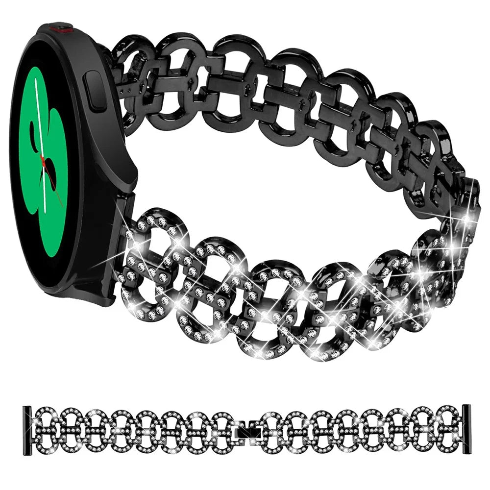 For Samsung Galaxy Watch7 44mm / 40mm Alloy Band Gourd Design Bling Watch Strap Replacement Bracelet - Black - 3