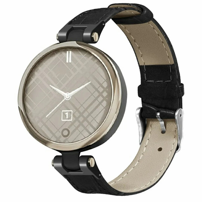 For Garmin Lily Watch Band Bamboo Texture PU Leather Adjustable Strap - Black - 2