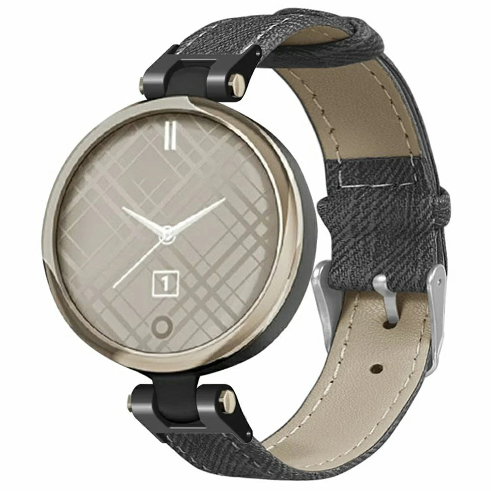 For Garmin Lily Watch Band Denim Texture PU Leather Adjustable Strap - Grey - 2