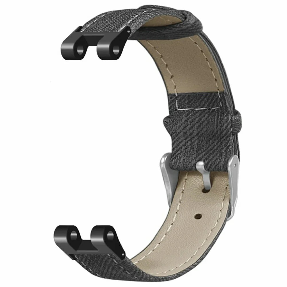 For Garmin Lily Watch Band Denim Texture PU Leather Adjustable Strap - Grey - 3