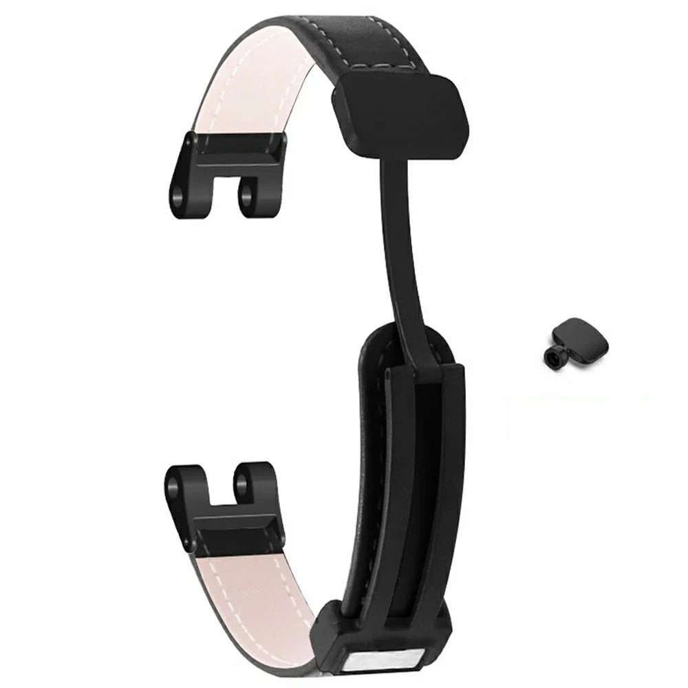 For Garmin Lily Watch Strap PU Leather Wrist Band with Magnetic Buckle - Black - 3