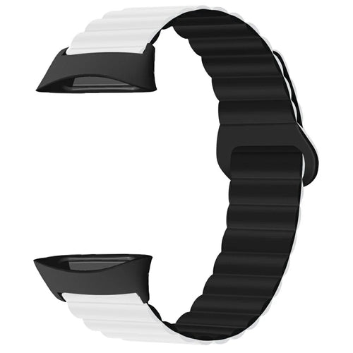 For Polar Vantage Silicone Watch Band Dual Color Magnetic Wrist Strap - White+Black - 1