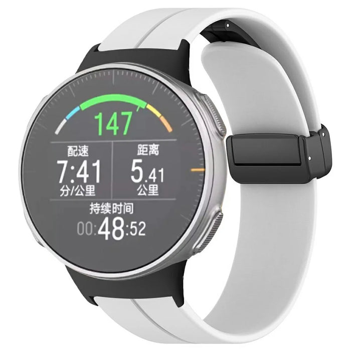 For Polar Vantage Watchband Soft Silicone Watch Strap with Magnetic Buckle - White - 3