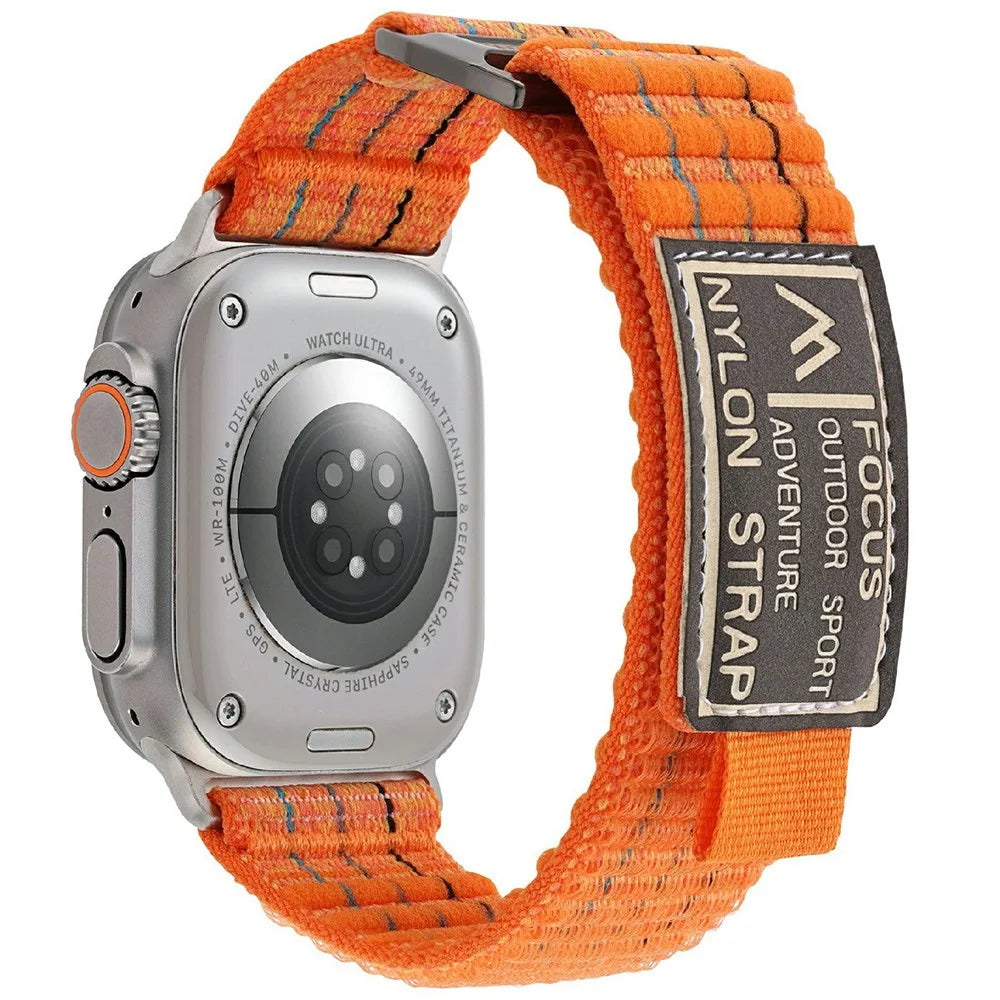 For Apple Watch Series 11 10 42mm / 9 8 7 41mm / SE3 SE2 SE 6 5 4 40mm / 3 2 1 38mm Nylon Loop Watch Strap - Orange - 1