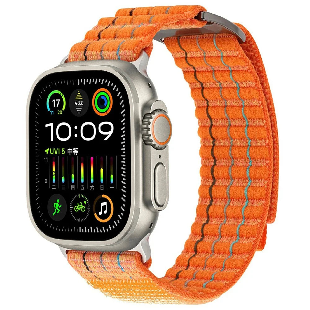 For Apple Watch Series 11 10 42mm / 9 8 7 41mm / SE3 SE2 SE 6 5 4 40mm / 3 2 1 38mm Nylon Loop Watch Strap - Orange - 2