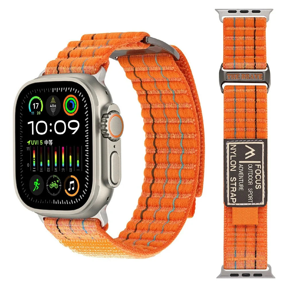 For Apple Watch Series 11 10 42mm / 9 8 7 41mm / SE3 SE2 SE 6 5 4 40mm / 3 2 1 38mm Nylon Loop Watch Strap - Orange - 3