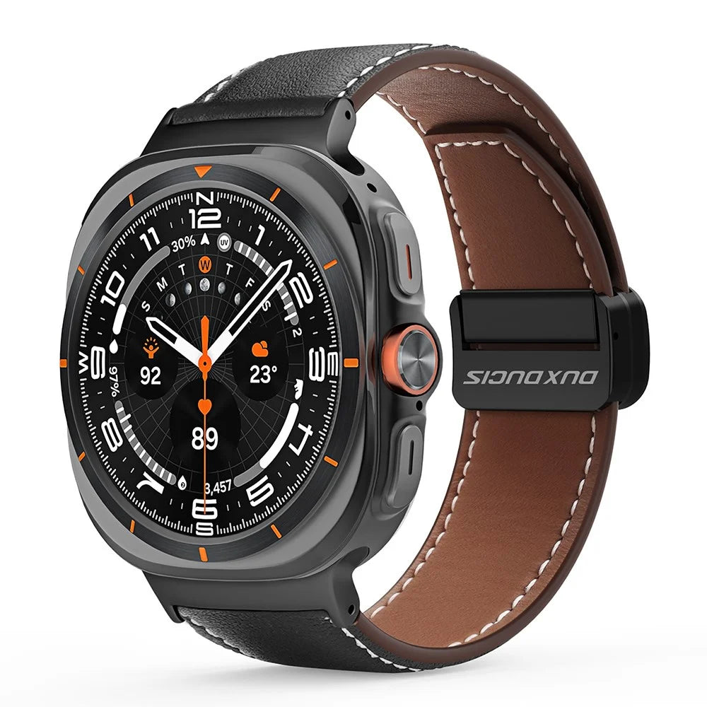 DUX DUCIS YA Series for Samsung Galaxy Watch Ultra2 47mm / Watch Ultra (2025) 47mm / Watch Ultra 47mm Genuine Cow Leather Strap Magnetic Band - Black - 2