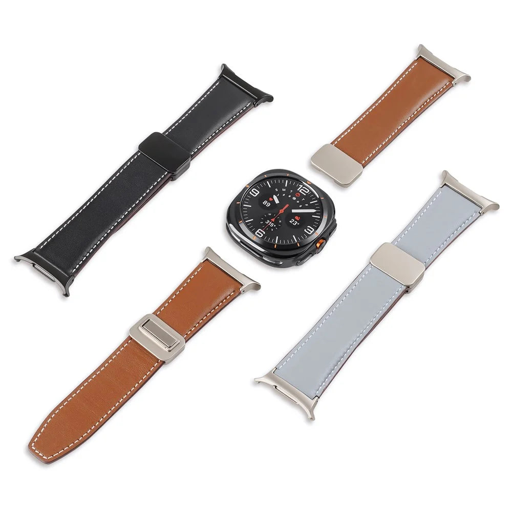 DUX DUCIS YA Series for Samsung Galaxy Watch Ultra2 47mm / Watch Ultra (2025) 47mm / Watch Ultra 47mm Genuine Cow Leather Strap Magnetic Band - Black - 3