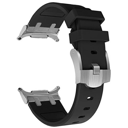 For Samsung Galaxy Watch Ultra2 47mm / Watch Ultra (2025) 47mm / Watch Ultra 47mm Watch Strap Replacement Silicone Watch Band - Silver+Black - 1