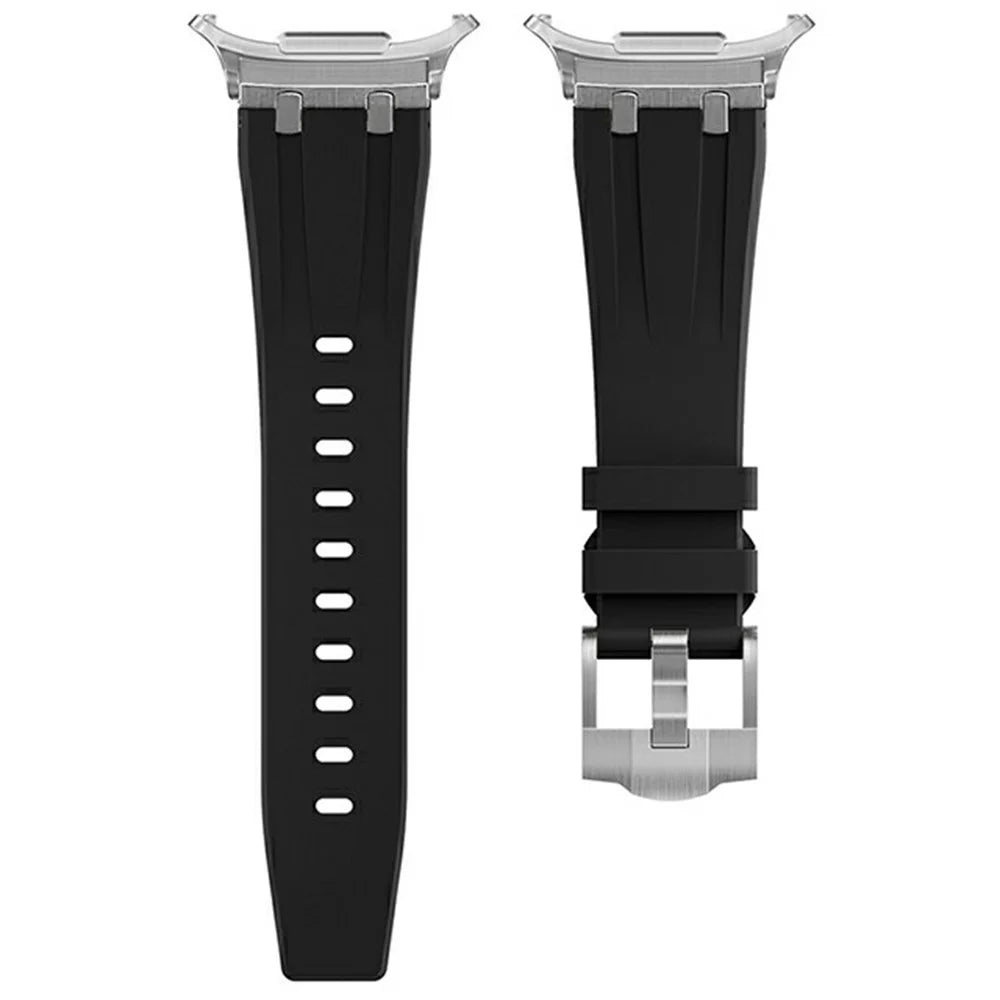For Samsung Galaxy Watch Ultra2 47mm / Watch Ultra (2025) 47mm / Watch Ultra 47mm Watch Strap Replacement Silicone Watch Band - Silver+Black - 3