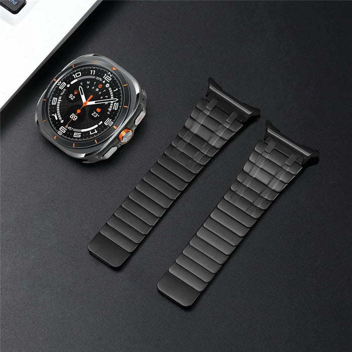For Samsung Galaxy Watch Ultra2 47mm / Watch Ultra (2025) 47mm / Watch Ultra 47mm Watch Band Magnetic Stainless Steel Replacement Strap - Black - 5
