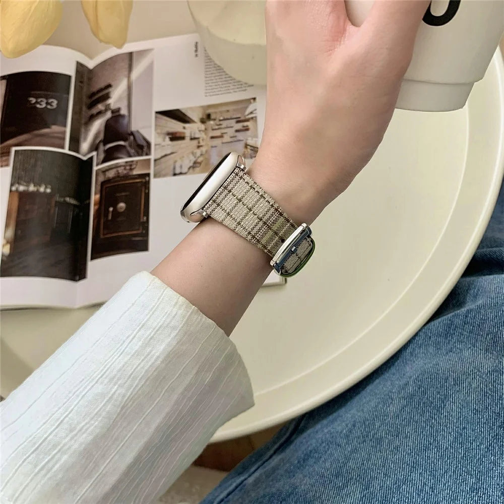 Plaid Woolen Strap for Apple Watch Series 11 10 42mm / 9 8 7 41mm / SE3 SE2 SE 6 5 4 40mm / 3 2 1 38mm - Style 7 - 3