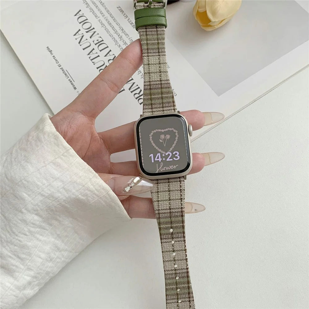 Plaid Woolen Strap for Apple Watch Series 11 10 42mm / 9 8 7 41mm / SE3 SE2 SE 6 5 4 40mm / 3 2 1 38mm - Style 7 - 5