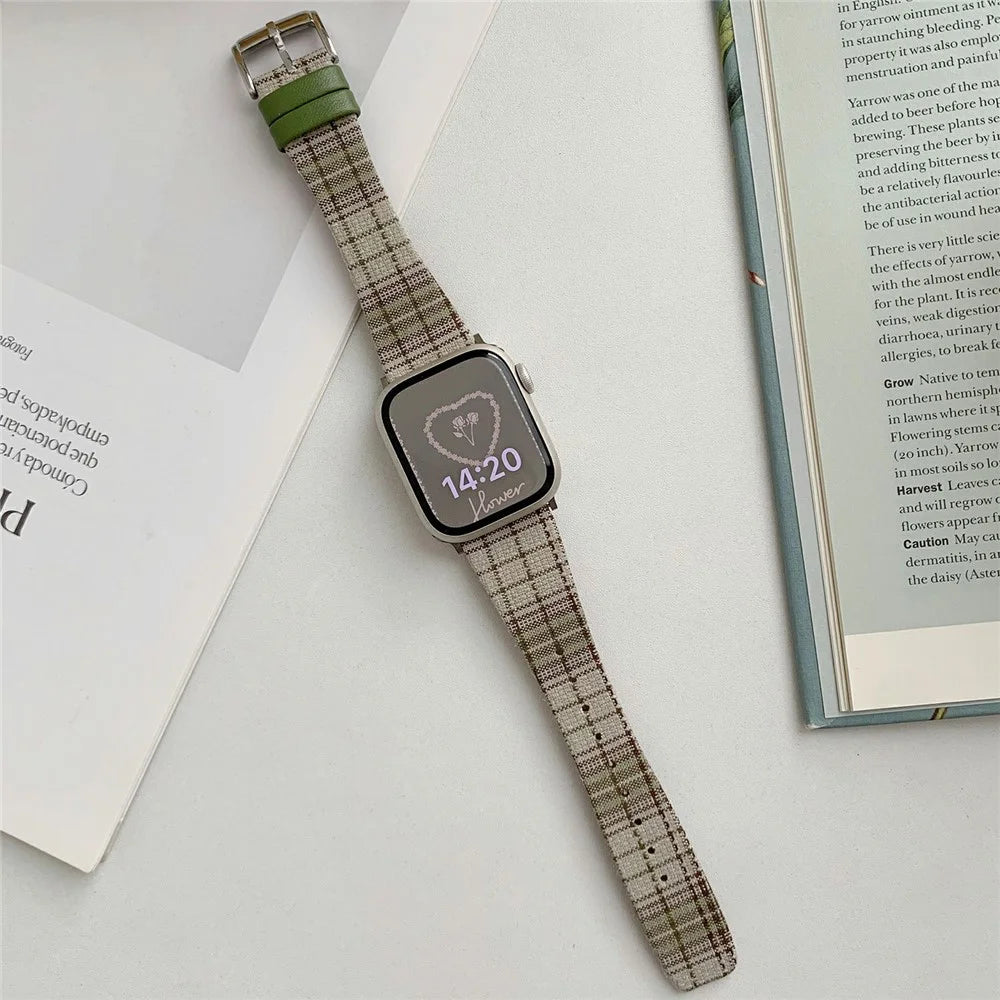 Plaid Woolen Strap for Apple Watch Series 11 10 42mm / 9 8 7 41mm / SE3 SE2 SE 6 5 4 40mm / 3 2 1 38mm - Style 7 - 6