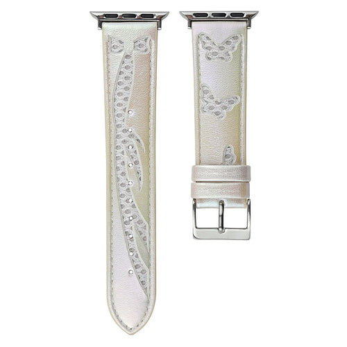 Mesh + Leather Strap for Apple Watch Series 11 10 42mm / 9 8 7 41mm / SE3 SE2 SE 6 5 4 40mm / 3 2 1 38mm - White - 1