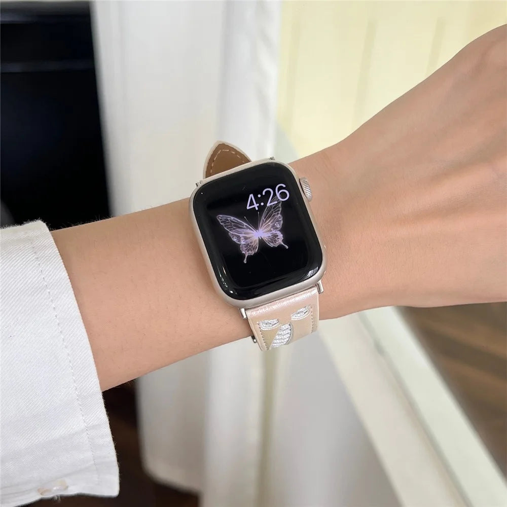 Mesh + Leather Strap for Apple Watch Series 11 10 42mm / 9 8 7 41mm / SE3 SE2 SE 6 5 4 40mm / 3 2 1 38mm - White - 2