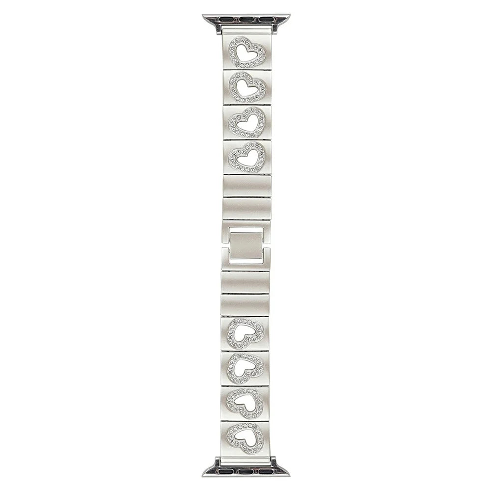Hollow Heart Metal Strap for Apple Watch Series 11 10 42mm / 9 8 7 41mm / SE3 SE2 SE 6 5 4 40mm / 3 2 1 38mm - Starlight - 1