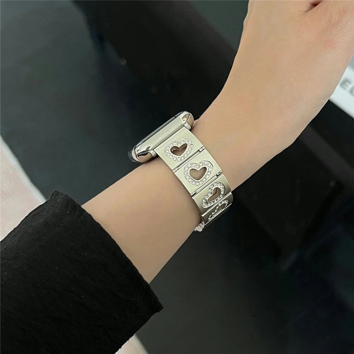 Hollow Heart Metal Strap for Apple Watch Series 11 10 42mm / 9 8 7 41mm / SE3 SE2 SE 6 5 4 40mm / 3 2 1 38mm - Starlight - 5