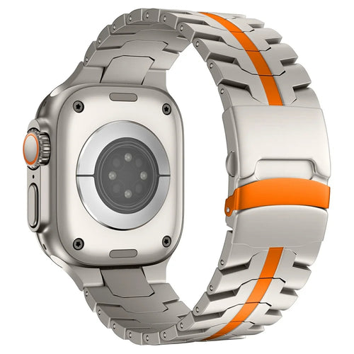 Titanium Alloy Watch Strap for Apple Watch Series 11 10 42mm / 9 8 7 41mm / SE3 SE2 SE 6 5 4 40mm / 3 2 1 38mm - Titanium+Orange - 1