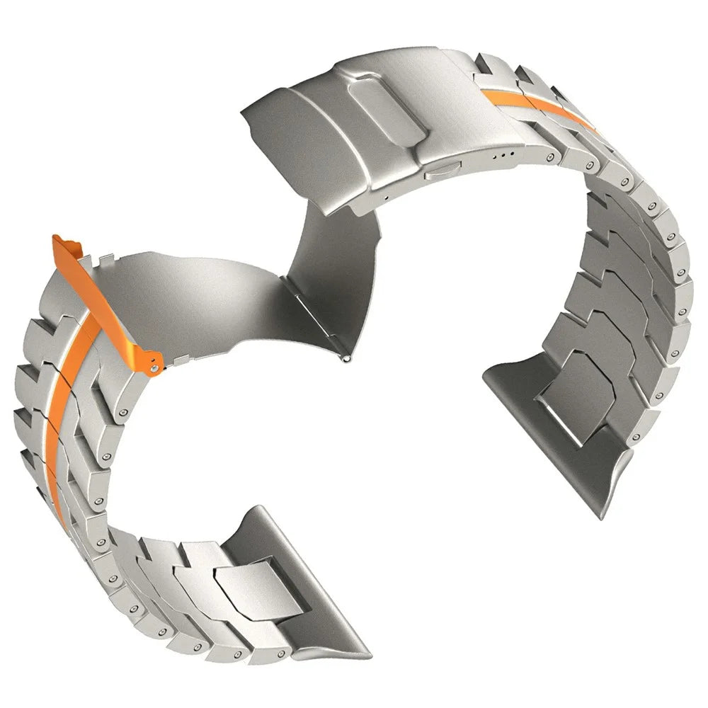 Titanium Alloy Watch Strap for Apple Watch Series 11 10 42mm / 9 8 7 41mm / SE3 SE2 SE 6 5 4 40mm / 3 2 1 38mm - Titanium+Orange - 4