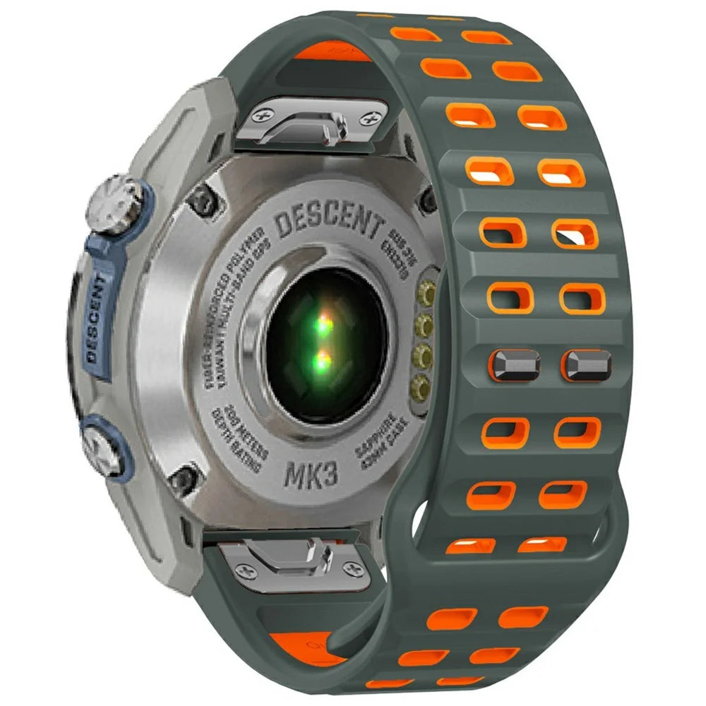 For Garmin Fenix 8 47mm / Fenix E 47mm Silicone Watchband Quick Release Buckle Dual Color Watch Strap - Charcoal Grey+Orange - 1