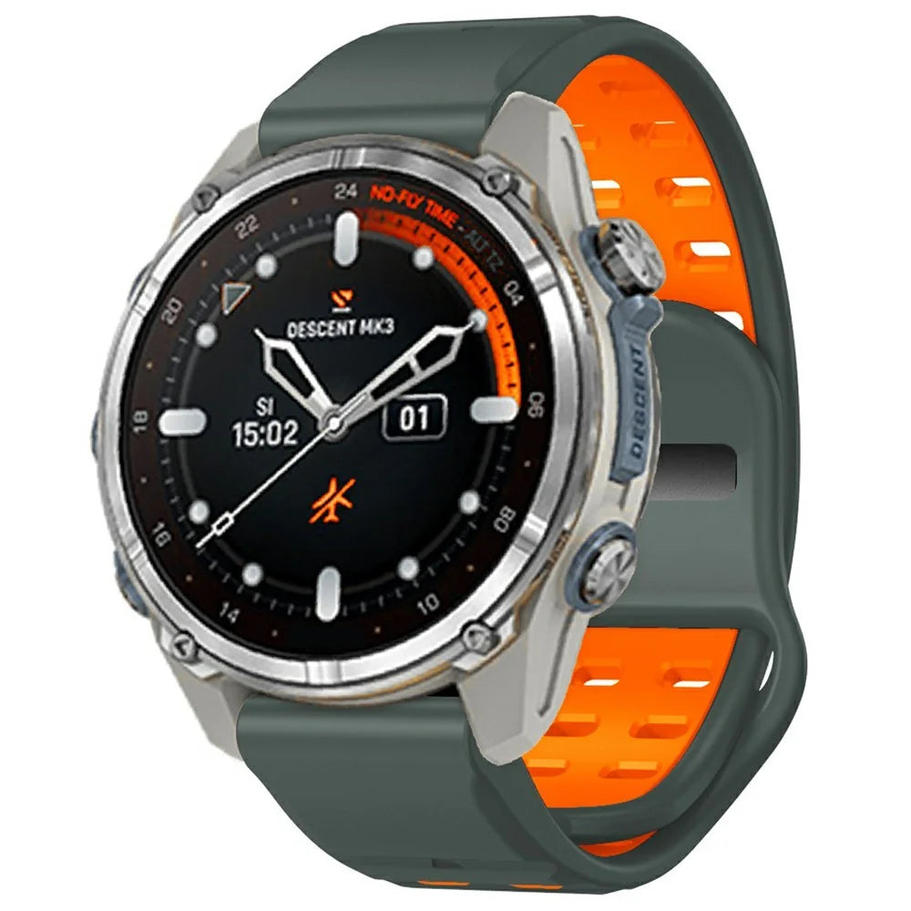 For Garmin Fenix 8 47mm / Fenix E 47mm Silicone Watchband Quick Release Buckle Dual Color Watch Strap - Charcoal Grey+Orange - 2