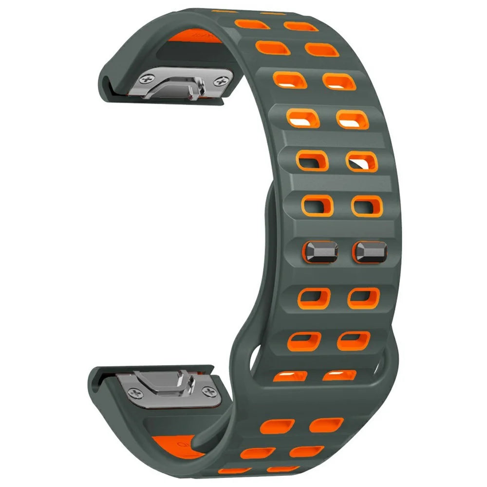 For Garmin Fenix 8 47mm / Fenix E 47mm Silicone Watchband Quick Release Buckle Dual Color Watch Strap - Charcoal Grey+Orange - 3