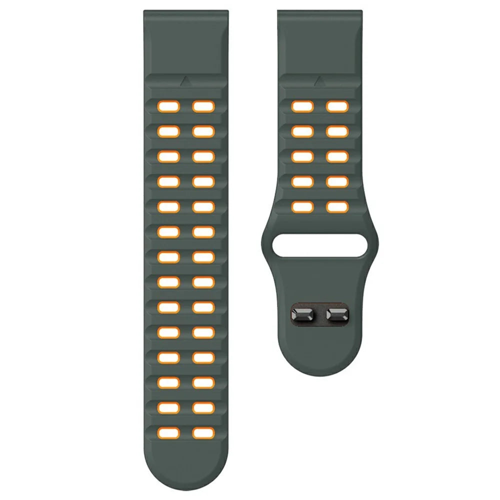 For Garmin Fenix 8 47mm / Fenix E 47mm Silicone Watchband Quick Release Buckle Dual Color Watch Strap - Charcoal Grey+Orange - 4