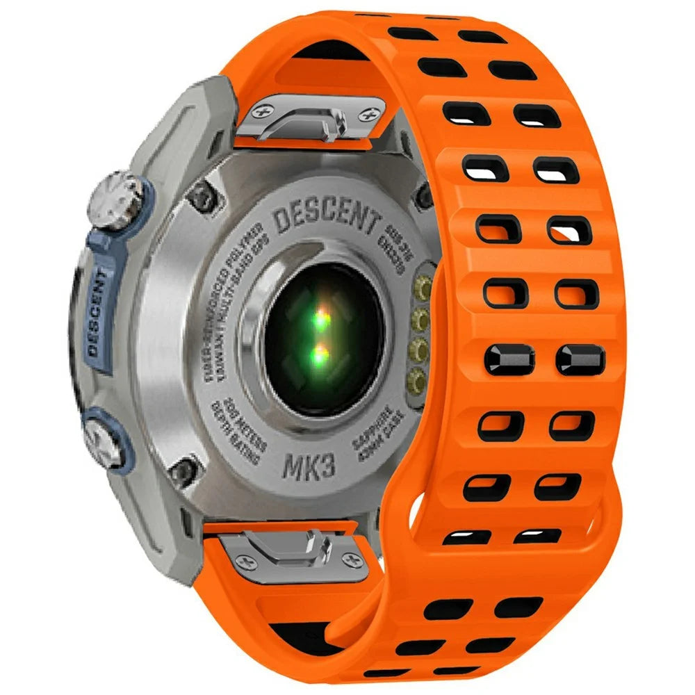For Garmin Fenix 8 51mm / Enduro 3 / Enduro 2 Silicone Watchband Quick Release Buckle Dual Color Watch Strap - Orange+Black - 1