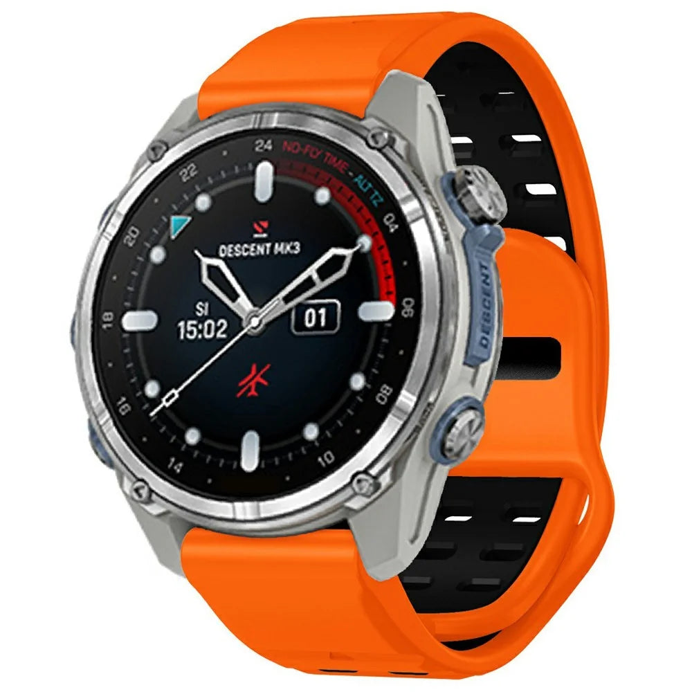 For Garmin Fenix 8 51mm / Enduro 3 / Enduro 2 Silicone Watchband Quick Release Buckle Dual Color Watch Strap - Orange+Black - 2