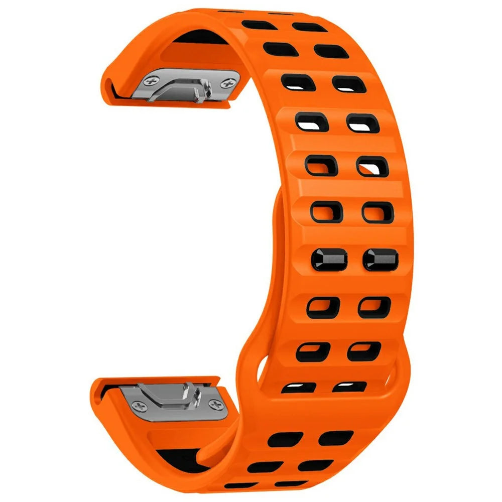 For Garmin Fenix 8 51mm / Enduro 3 / Enduro 2 Silicone Watchband Quick Release Buckle Dual Color Watch Strap - Orange+Black - 3