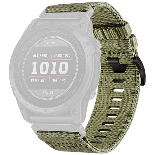 Watchband for Garmin Fenix 8 51mm / Enduro 3 / Instinct 2X Universal 26mm Quick Release Nylon Canvas Watch Strap - Olive Green - 1