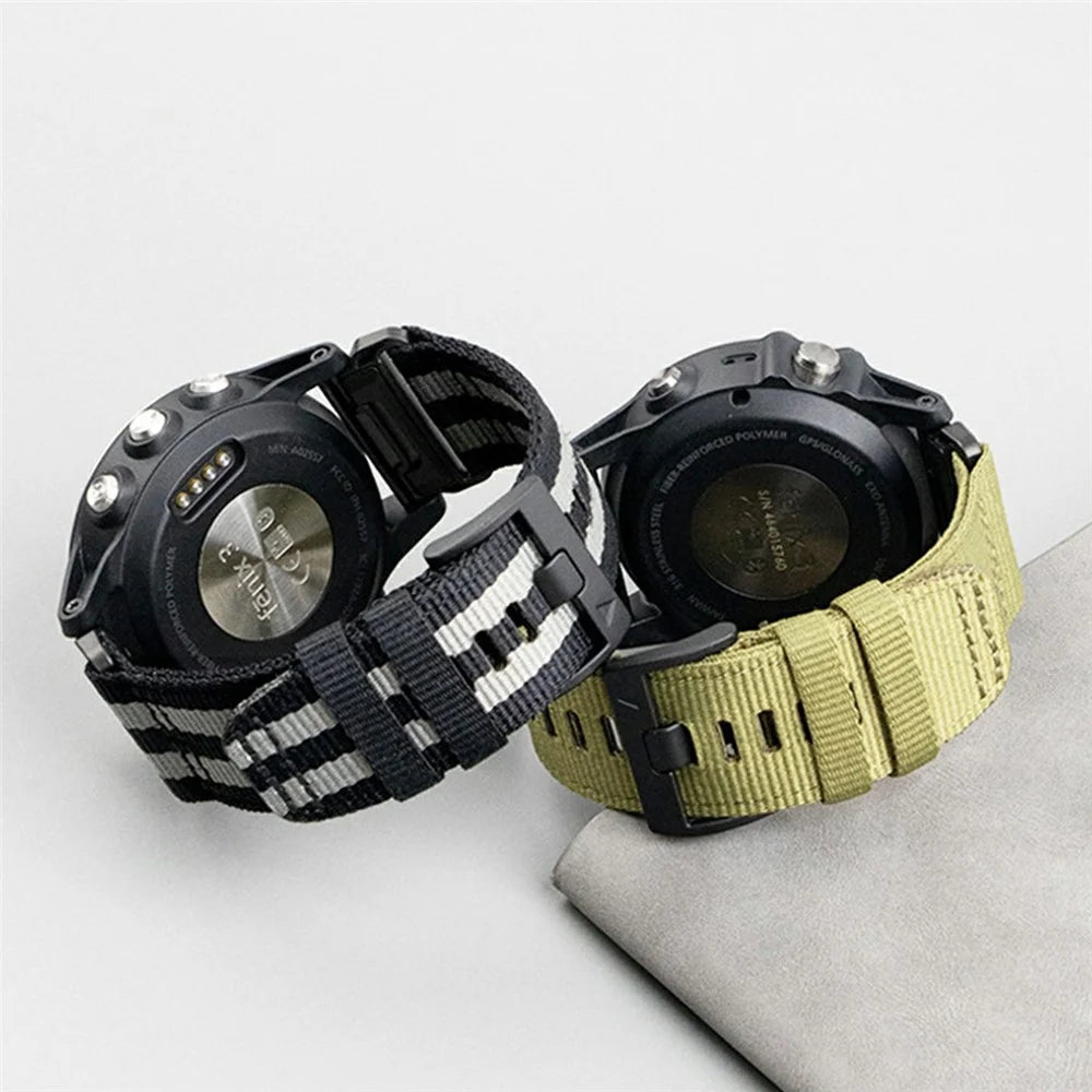 Watchband for Garmin Fenix 8 51mm / Enduro 3 / Instinct 2X Universal 26mm Quick Release Nylon Canvas Watch Strap - Olive Green - 4