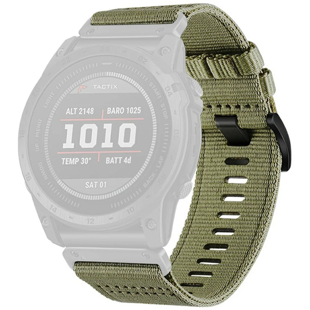 Watchband for Garmin Fenix 8 / Fenix E 47mm / Epix Gen2 / Descent G1 Universal 22mm Quick Release Nylon Canvas Watch Strap - Olive Green - 1