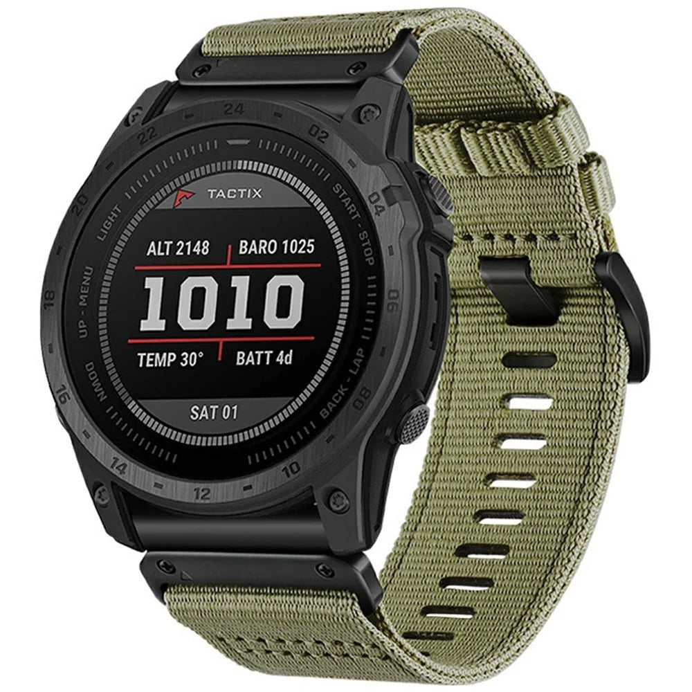 Watchband for Garmin Fenix 8 / Fenix E 47mm / Epix Gen2 / Descent G1 Universal 22mm Quick Release Nylon Canvas Watch Strap - Olive Green - 2